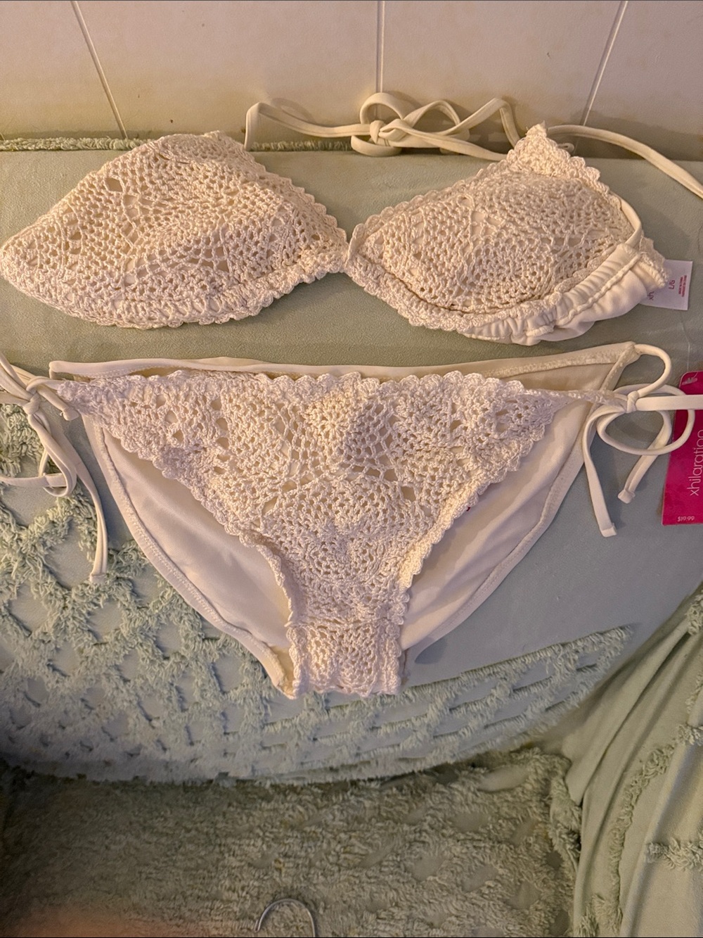 Xhilaration Cream Crochet Lace Bikini Set